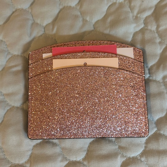 Kate Spade Rose Gold Glitter Card Holder - Picture 2 of 3